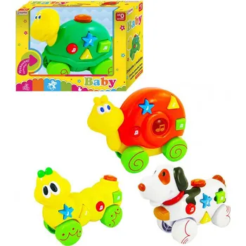 Hračka pro nejmenší _Ostatní 1_ Zvířátko baby plastové tahací na kolečkách Zvuk 6 druhů