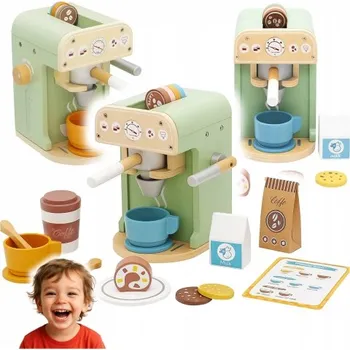 Hračka pro nejmenší Derrson dřevěný kávovar Mint Cappuccino & Latte W5367