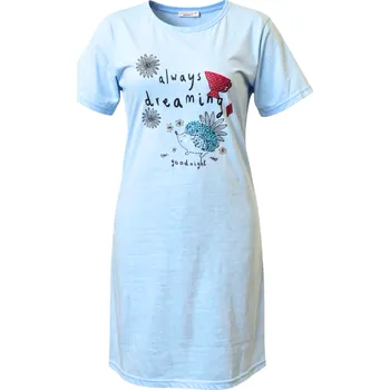 Dámská noční košile Dámská bavlněná noční košile světle modrá 23-602 Velikost: M