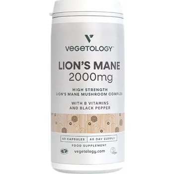 Vegetology Vegan Lion's Mane (Korálovec ježatý) 2000 mg + B-Komplex, 60 kapslí>