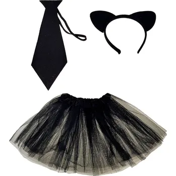 Karnevalový kostým _Ostatní 1_ KARNEVAL Šaty sukně kočka set s čelenkou a kravatou *KOSTÝM*