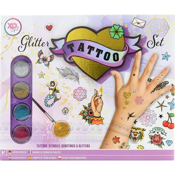 Odstranitelné tetování _Ostatní 1_ Tetování dívčí třpytivé kreativní set se samolepkami a šablonami