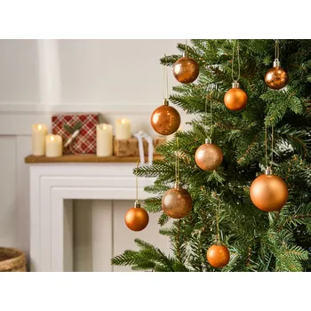 Vánoční dekorace Sada 60 vánočních ozdob měděná syntetický materiál závěsná dekorace tradiční vánoční stromek Beliani