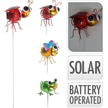 Zahradní dekorace zápich HMYZ v.60cm LED, solární, kov/PH, mix 3 druhů