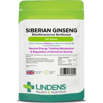 Speciální výživa LINDENS Health + Nutrition Sibiřský ženšen 1000 mg, 100 tablet>