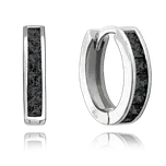 MINET Třpytivé stříbrné náušnice s velkými černými zirkony JMAN0025NE00