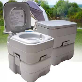 Chemické WC Přenosná turistická toaleta 20 l se splachováním pro kemping, karavan a zahradu