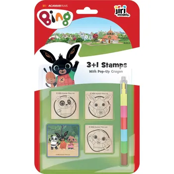 Dětské razítko Jiri Models JIRI MODELS Razítka 3+1 set s pop-up voskovkou králíček Bing
