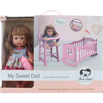 Panenka _Ostatní 1_ Panenka pije čůrá herní set s kolébkou a jídelní židličkou na baterie Zvuk