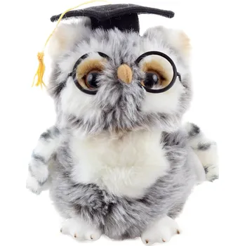 plyšák _Ostatní 1_ PLYŠ Sova moudrá s brýlemi 17cm absolvent Eco-Friendly *PLYŠOVÉ HRAČKY*