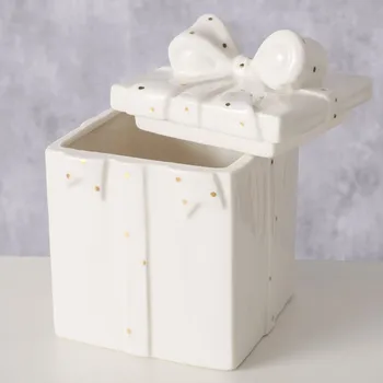 Úložný box Úložný box dárek, 9 × 9 × 13 cm, bílozlatý 2052592