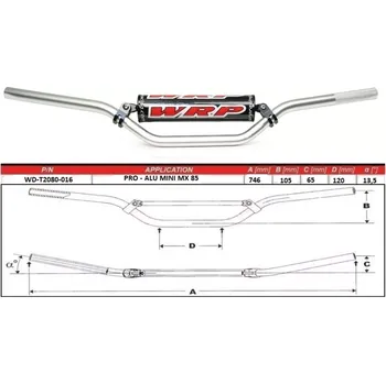 Řídítka WRP PRO-ALU 22mm řidítka MINI MX 85 - stříbrná
