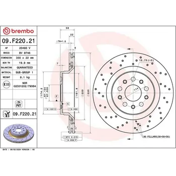 Brzdový kotouč BREMBO 09.F220.21 Brzdový kotouč (09.F220.21)