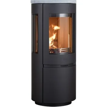 Krbová kamna HETA Scan-line 8 boční prosklení černý lak a horní deska mastek