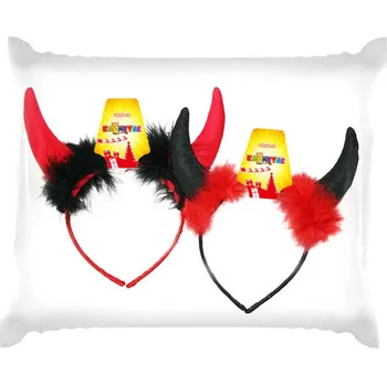 _Ostatní 1_ KARNEVAL Rohy čertí filcové s peřím pro dospělé *KARNEVALOVÝ DOPLNĚK*