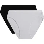 DIM COTTON BIO MINISLIP 2x - Dámské bavlněné kalhotky 2 ks - černá - bílá Velikost: XL