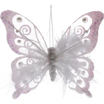 M.A.T. GROUP dekorace MOTÝL 15,5 cm PH/PEŘÍČKA BÍ klip (2ks)