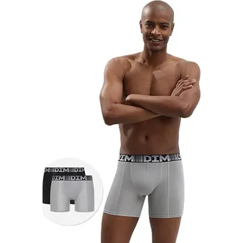 Dámské trenýrky DIM 3D FLEX AIR LONG BOXER 2x - Pánské sportovní boxerky 2 ks - šedá - černá Velikost: XXL
