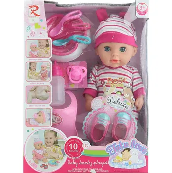 Panenka _Ostatní 1_ Panenka miminko 29cm s jídelním setem na baterie pije čůrá Zvuk