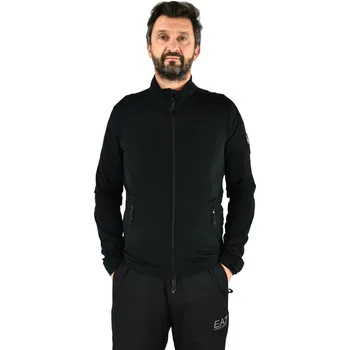Pánský svetr EA7 EMPORIO ARMANI SKI KITZBUHEL TECHNICAL POWERSTRETCH COLORBLOCK TOP FULL ZIP MAN BLACK Velikost: 3XL