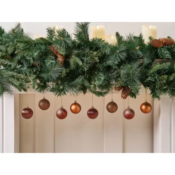 Vánoční dekorace Sada 60 vánočních ozdob hnědá plastová stomek závěsné dekorace moderní styl Beliani