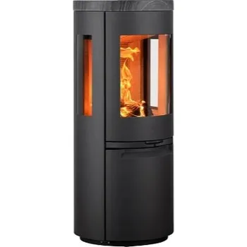 Krbová kamna HETA Scan-line 900 boční prosklení šedý lak a horní deska pískovec blackwood