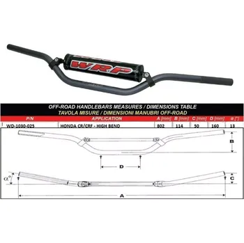 Řídítka Řídítka WRP PRO-TECH 22 mm s chráničem hrazdy – pevná a odolná pro motokros a enduro - High šedá