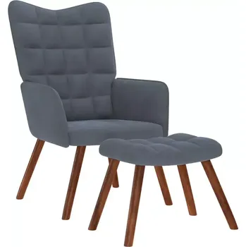 Křeslo Křeslo relaxační, s podnožkou, dřevo ořech, látka tmavě šedá, TITAN