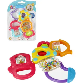 Bam Bam BAM BAM Baby chrastítko veselé set 3ks klipem pro miminko plast na kartě