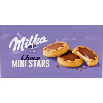 Milka sušenky Choco Mini Stars mléčná náplň a čokoláda