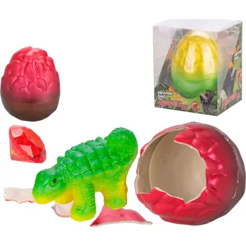 Figurka _Ostatní 1_ Dinosaurus ve vejci ve vodě líhnoucí a rostoucí s drahokamem 2 barvy