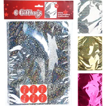 Dárková taška sáček dárkový 32x24cm (6ks), samolepky pr.3cm (6ks) dekor č.1, mix