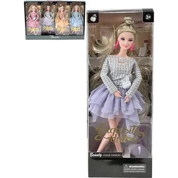 Panenka _Ostatní 1_ Panenka blondýnka krátké šaty třpyttivé s kabelkou dlouhé vlasy