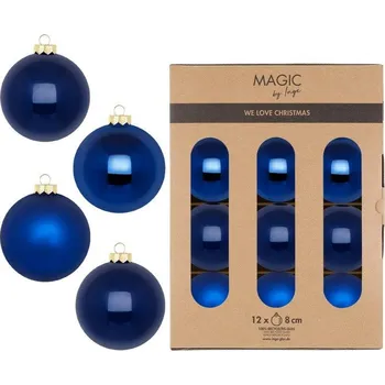 Vánoční dekorace Sada vánočních baněk Royal Blue, královsky modrá, sklo, 12 ks&nbsp;19415P812