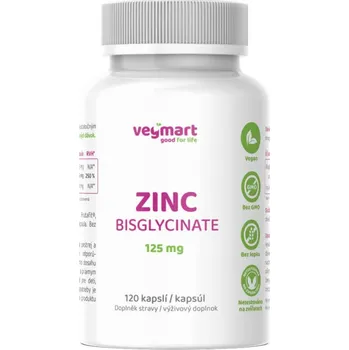 Vegmart Zinek Bisglycinát 125 mg, 120 kapslí>