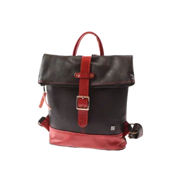 Městský batoh Dámský kožený ručně šitý batoh KUBÁT Irča II | černo-červený | 221614