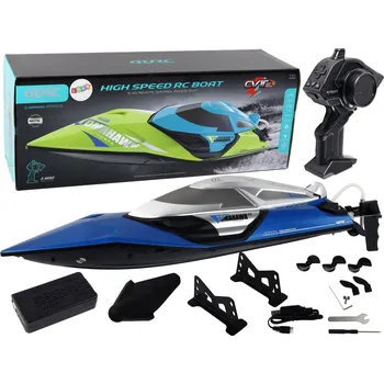 RC model auta LEAN Toys Motorový člun R/C 2,4G Světla 30 km/h Modrá