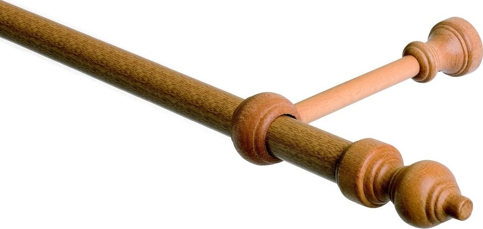 Garnýž jednořadá 28mm odstín jasný dub 130 cm (do stěny / na tunýlek - bez kroužků)