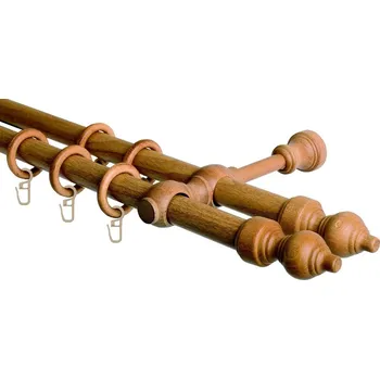 Garnýž Garnýž dvouřadá 28mm odstín jasný dub 170 cm (do stěny / kroužky s háčkem)