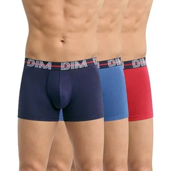 Dámské trenýrky DIM POWERFUL BOXERS 3x - Pánské boxerky 3 ks - červená - tmavě modrá - světle modrá Velikost: XL
