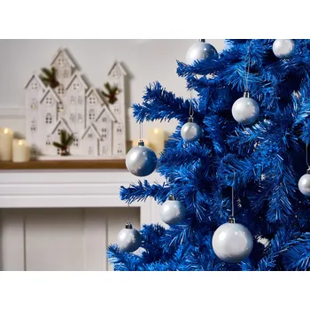 Vánoční dekorace Sada 60 vánočních ozdob stříbrná plastová závěsné dekorace tradiční styl sváteční stromek Beliani