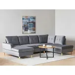 Rohová rozkládací pohovka šedá sametová 4místná ve tvaru U s úložným prostorem moderní design Beliani