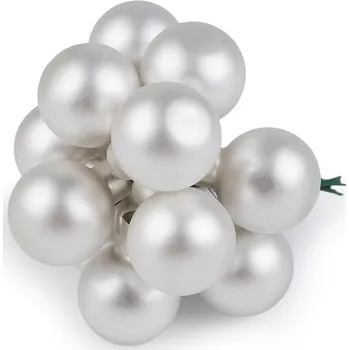 Vánoce Vánoční skleněná baňka na drátku Ø2 cm - mat a lesk Balení: 12 ks, Varianta: 2 bílá mat - 8596475711234