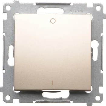 vypínač Vypínač dvoupólový, řazení 2, 10 AX / 230 V~, bezšroubové svorky, Simon 54 DW2.01/44, zlatá metalizovaná