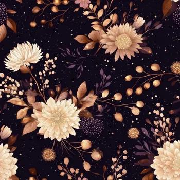 Flaušová kabátovina kvetoucí noc