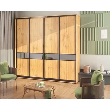 Šatní skříň Šatní skříň s posuv. dveřmi 280 RIMAR dub apalačský/zrcadlo grafit