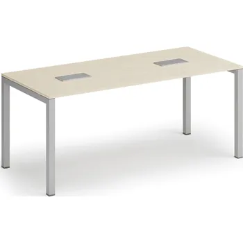 Psací stůl B2B Partner Jednací stůl PRIMO SQUARE, 180x80 cm, bříza + 2x stolní zásuvka TYP I, stříbrná