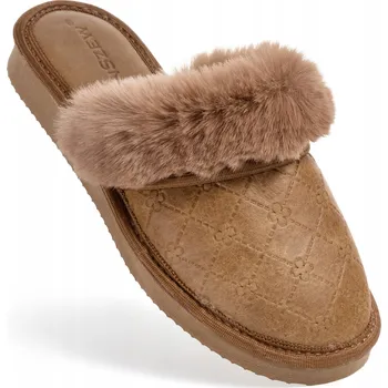 Dámské pantofle Teplé dámské kožené Pantofle s reliéfním potiskem 36-41 PanSzew