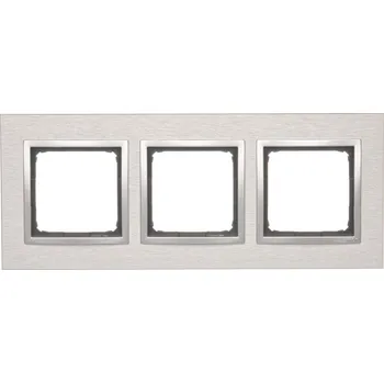 Plot Rámeček 3 násobný, kovový, Simon 54 DRN3/77, nerez světlá / stříbrná metalizovaná