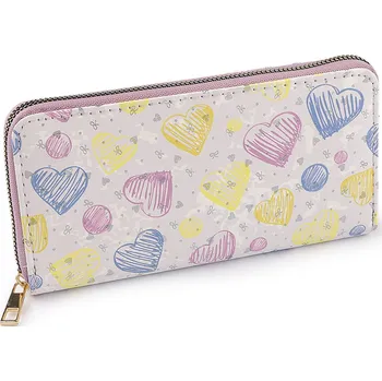 Peněženka Dámská / dívčí peněženka srdce 10x19 cm, střední, 3 fialová křídová